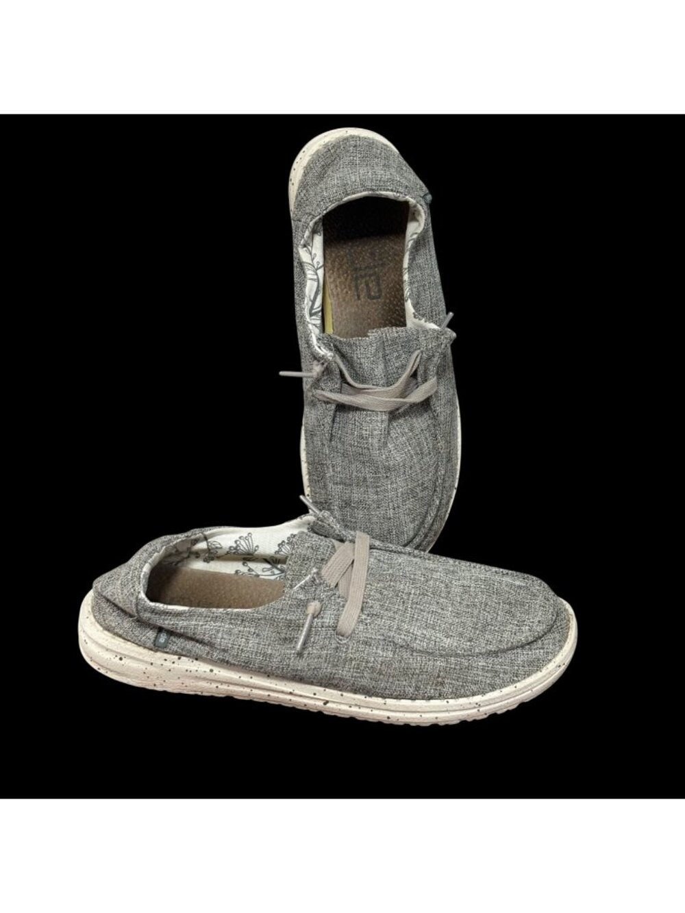 Hey Dude Wendy Linen Shoes Womens US 7 EU 38 Lightweight Slip-On Gray